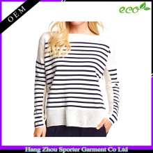 16FZCAS12 bandes de couleur de contraste femmes pull-over cachemire